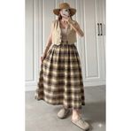 MODA UGS Ekose Model Cepli Tesettür Etek (90CM)