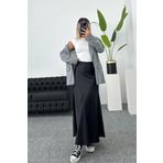 Moda Ugs Şık Saten Kumaş Beli Lastikli Uzun Çan Etek