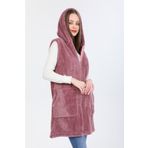 MODA VUSLAT Kadın Gül Kurusu Uzun Fermuarlı Polar Yelek