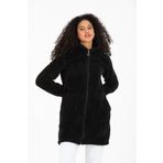 MODA VUSLAT Kadın Siyah Uzun Fermuarlı Polar Hırka