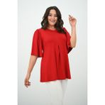 Moda Xlarge Kadın Büyük Beden Pileli V Yaka Bluz 1847-25 - Kırmızı - 5XL
