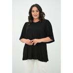 Moda Xlarge Kadın Büyük Beden Pileli V Yaka Bluz 1847-25 - Siyah - 2XL