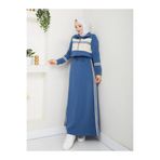 moda4b 2’li Tesettür Spor Elbise Takım – Çizgi Detaylı İki İplik Pamuk Kumaş n-05454 _ mavi