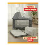 modabebekler 6 in 1 Premium ile Tenteli Park Beşik, Sallanır, Tekerlekli, Asansörlü, Katlanır ve Taşınabilir
