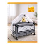 modabebekler Katlanır Mini Park Beşik Sallanır Anne Yanı Bebek Beşiği 50x80 Gri Metal Tüllü Yatak Hediyeli
