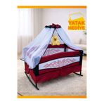 modabebekler Katlanır Mini Park Beşik Sallanır Anne Yanı Bebek Beşiği 50x80 Metal Tüllü Yatak Hediyeli