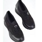 Modabuymus Dolgu Tabanlı Esnek Siyah Stonestar Spor Ayakkabı Sneaker