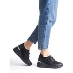 Modabuymus Stonestar Cırt Cırtlı Siyah Taşlı Sneaker Dolgu Topuklu Spor Ayakkabı