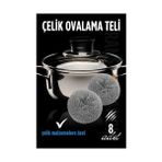 Modacar Çelik Bulaşık Teli Çelik Bulaşık Ovalama Teli 8 Adet