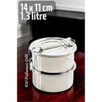 Modacar Sefer Tası Yemek Kabı Paslanmaz Çelik 2 Katlı 14 Cm 1.3 Litre Beyaz