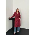 Modadua Bordo Reglan Kollu Süet Trençkot