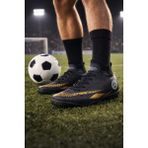 ModaFrato TW-142 Bilekli Halı Saha Ayakkabısı Krampon Çoraplı Futbol Ayakkabısı - Siyah - Sarı