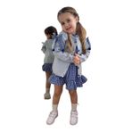 Modagard Kız Çocuk Ekose Kareli Elbise, Hırka ve Toka 3'lü Set