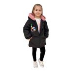 Modagard Kız Çocuk Mickey Mouse Baskılı Kapüşonlu Mont, Soğuk, Yağmur ve Rüzgar Geçirmez, İç Pembe Peluş Astar (1, Siyah, 4-5)