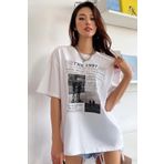 MODAGEN Kadın Beyaz 1997 Baskılı Oversize T-shirt