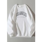 Modagen Kadın Beyaz Bisiklet Yaka Los Angeles Baskılı Sweatshirt