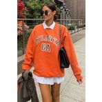MODAGEN Kadın Bisiklet Yaka Turuncu Atlanta Baskılı Oversize Sweatshirt