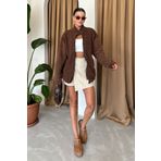 MODAGEN Kadın Boydan Fermuarlı Peluş Teddy Polar Hırka