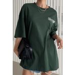 MODAGEN Kadın Nefti Yeşil Limited Edition Oversize Rahat Kesim Tshirt