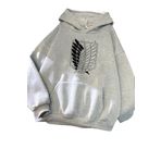 MODAGEN-MODAGEN Attack On Titan Logo Oversize Kapüşonlu Sweatshirt Hoodie AOT (GRİ / M)