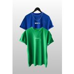 MODAGEN Unisex Brooklyn Baskılı 2'li Paket Yeşil-Mavi T-Shirt