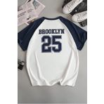 MODAGEN Unisex Reglan Kol Bisiklet Yaka Brooklyn Baskılı Oversize T-Shirt