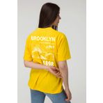 MODAGEN Unisex Sarı Brooklyn 1898 Baskılı Oversize T-shirt