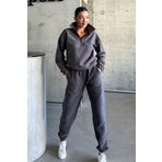 MODAGEN Unisex Taş Gri Dik Yaka Yarım Fermuar Alt-Üst Polar Eşofman Takım