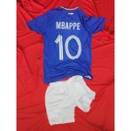 Modajur Mbappe 10 Fransa Mavi Beyaz Çocuk Alt Üst Şort Tişört Forma Takım