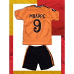 Modajur Mbappe 9 Real M. Turuncu Forma Çocuk Alt Üst Şort Tişört Takım 1. Kalite - 3 - 4 Yaş