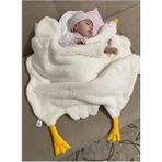 Modakids Krem Sevimli Çocuk Bebek Battaniyesi Ördek Kışlık Peluş Welsoft Kaz Battaniye - 85 x 112 cm