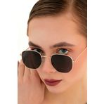 ModaLand Gold Metal Çerçeveli Beşgen Unisex Güneş Gözlüğü besgen