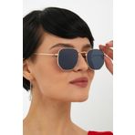 ModaLand Gold Metal Çerçeveli Beşgen Unisex Güneş Gözlüğü
