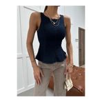 ModaLavida Kolsuz Denim Volanlı Kadın Peplum Bluz
