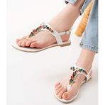 Modaleesta 152-1110 Beyaz Multi Taşlı Parmak Arası Kadın Sandalet