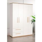 Modalife Eva 402 4 Kapaklı 2 Çekmeceli Ceviz Beyaz Gardrop
