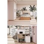 Modalife Eva Genç Çocuk Odası Takımı Karyola+Başlık&Gardırop&Çalışma Masası - Beyaz