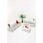 ModaLife Lara 3+1+1+S Bahçe Takımı Balkon - Bahçe - Teras Mobilyası / Beyaz - Renkli