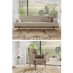 Modalife Linen 3+1 Salon&Oturma Odası Koltuk Takımı - Krem&Kahve