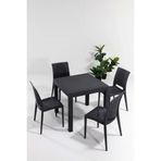 Modalife Rattan Antrasit 80x80 cm 4 Kişilik Bahçe Masa Takımı