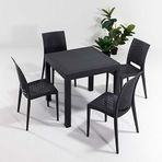 Modalife Rattan Antrasit 80x80 cm Camsız Kolsuz Bahçe Balkon Masa Seti