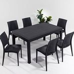 Modalife Rattan Large Atrasit 6 Kolsuz Sandalye 1 Dikdörtgen Masa Takımı
