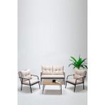 ModaLife Riva 2 1 1 S Minderli Bahçe Takımı Balkon - Bahçe - Teras Mobilyası / Krem