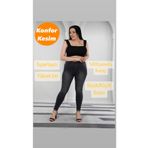 ModamarkReal Kadın Beli Lastikli Kot Tayt Pantolon / Toparlayıcı /yüksek Bel /büyük-küçük-beden Koyu Füme
