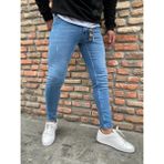 Modamesto Erkek Açık Mavi Slim Fit Lazerli Likralı Jean Pantolon - 34