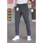 MODAMESTO Erkek Antrasit Slim Fit Armür Desenli Likralı Pantolon