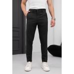 Modamesto Erkek Antrasit Slim Fit Dar Kesim Likralı Yan Cep Bilek Boy Düz Kumaş Pantolon - 36