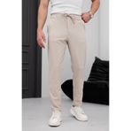 MODAMESTO Erkek Bej Relaxed Fit Yandan Cepli Beli Lastikli Bağcıklı Jogger Pantolon