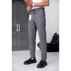 Modamesto Erkek Füme Slim Fit Likralı Beli Lastikli Bağcıklı Yan Cep Jogger Kumaş Pantolon - 32
