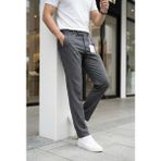 Modamesto Erkek Füme Slim Fit Likralı Yan Cep Bilek Boy Düz Kumaş Pantolon - 29